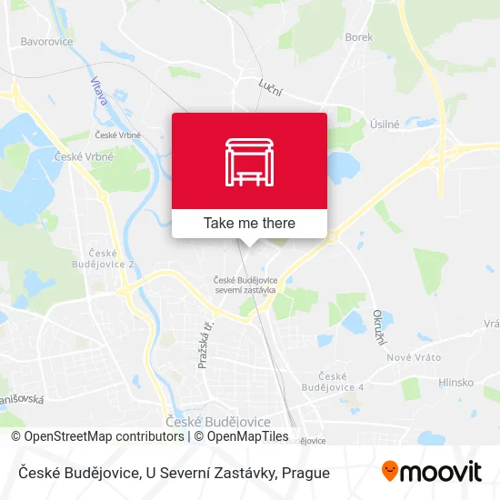 Карта České Budějovice, U Severní Zastávky