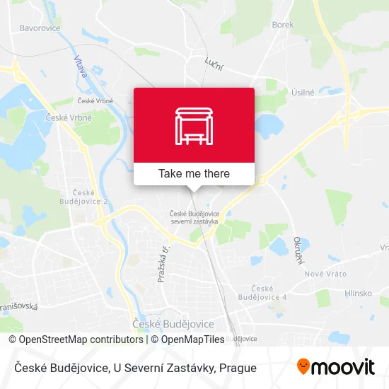 Карта České Budějovice, U Severní Zastávky