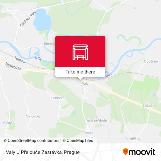 Карта Valy U Přelouče Zastávka