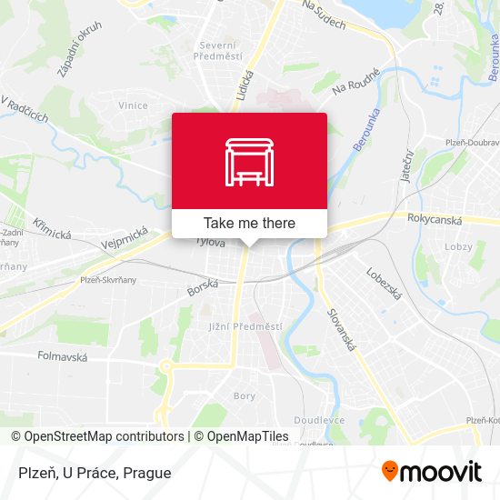 Plzeň, U Práce map