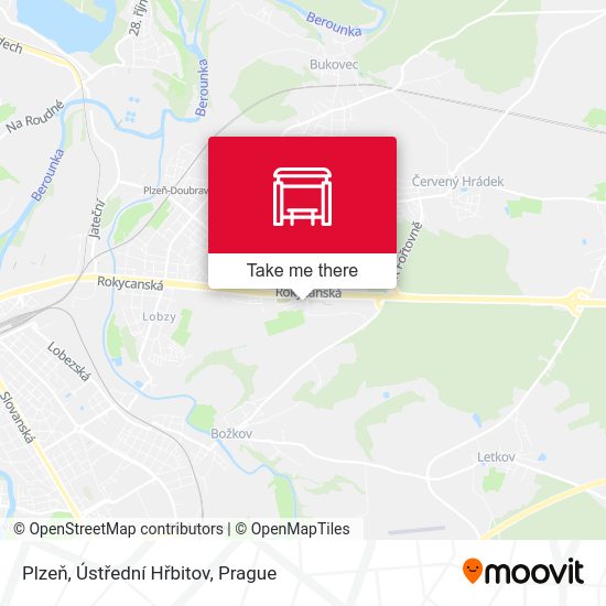 Plzeň, Ústřední Hřbitov map