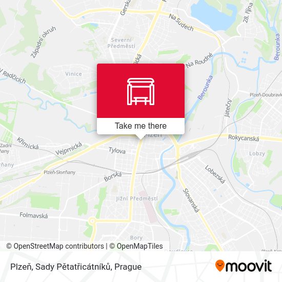 Plzeň, Sady Pětatřicátníků map