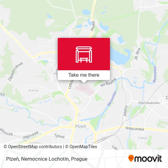 Plzeň, Nemocnice Lochotín map