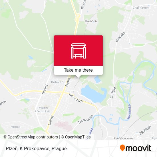 Карта Plzeň, K Prokopávce