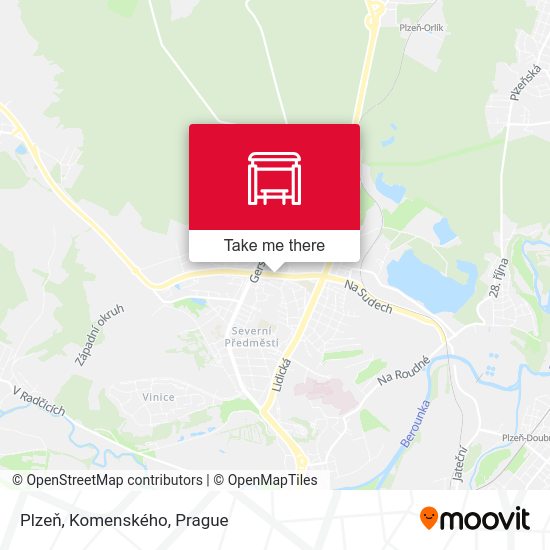 Plzeň, Komenského map