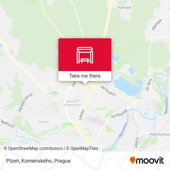 Plzeň, Komenského map