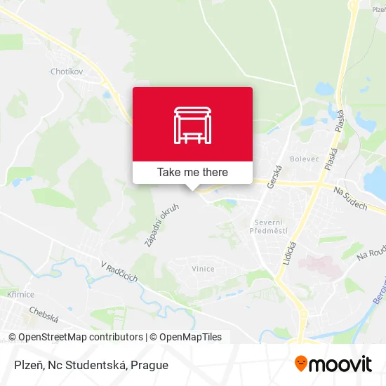 Карта Plzeň, Nc Studentská