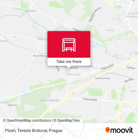 Plzeň, Terezie Brzkové map