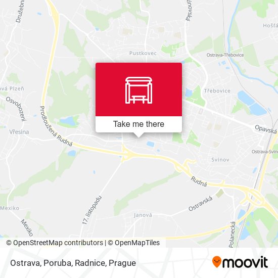 Ostrava, Poruba, Radnice map