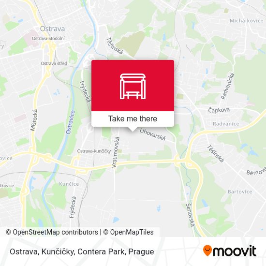 Ostrava, Kunčičky, Contera Park map