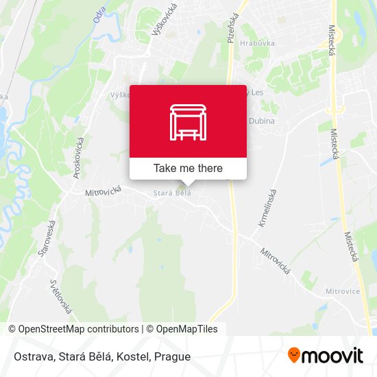 Ostrava, Stará Bělá, Kostel map