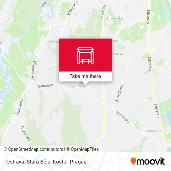 Карта Ostrava, Stará Bělá, Kostel