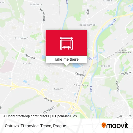 Карта Ostrava, Třebovice, Tesco