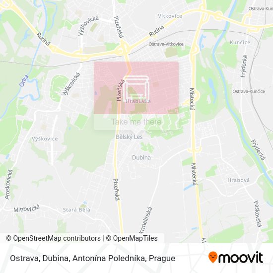 Ostrava, Dubina, Antonína Poledníka map