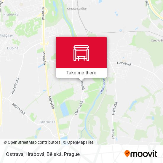 Ostrava, Hrabová, Bělská map