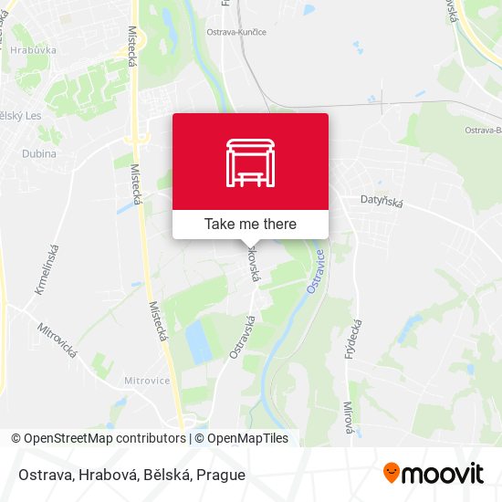 Ostrava, Hrabová, Bělská map