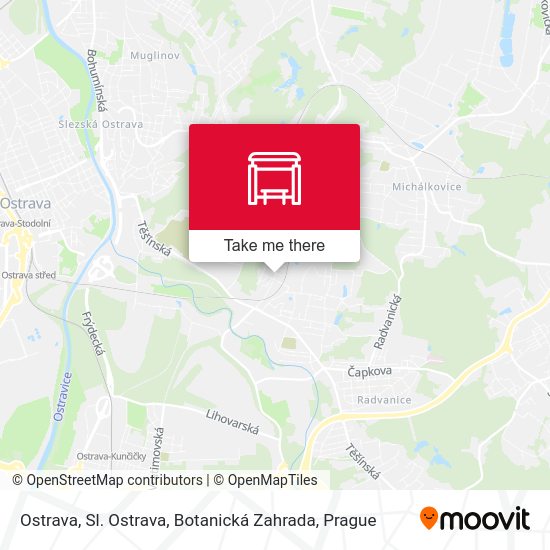 Ostrava, Sl. Ostrava, Botanická Zahrada map