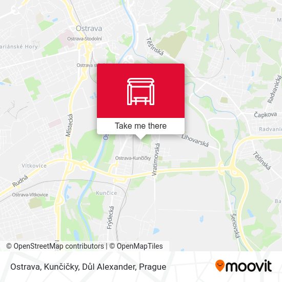 Ostrava, Kunčičky, Důl Alexander map