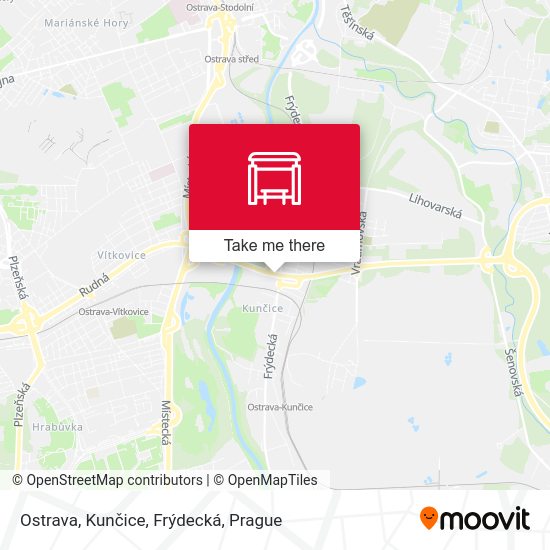 Ostrava, Kunčice, Frýdecká map