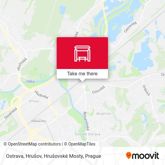 Ostrava, Hrušov, Hrušovské Mosty map