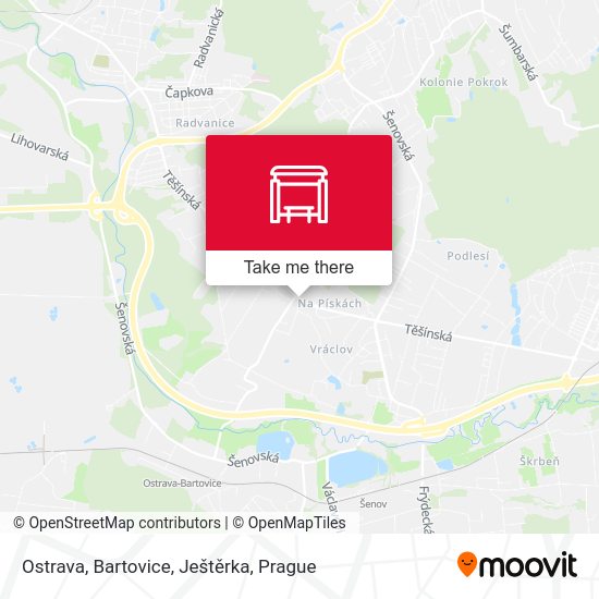 Ostrava, Bartovice, Ještěrka map