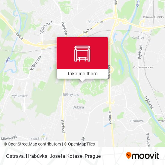Ostrava, Hrabůvka, Josefa Kotase map