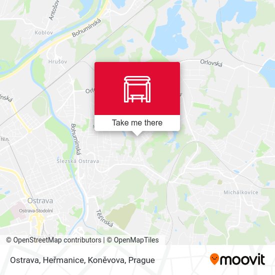 Ostrava, Heřmanice, Koněvova map