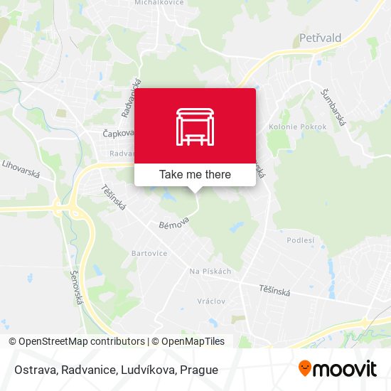 Ostrava, Radvanice, Ludvíkova map