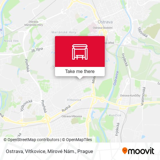 Ostrava, Vítkovice, Mírové Nám. map