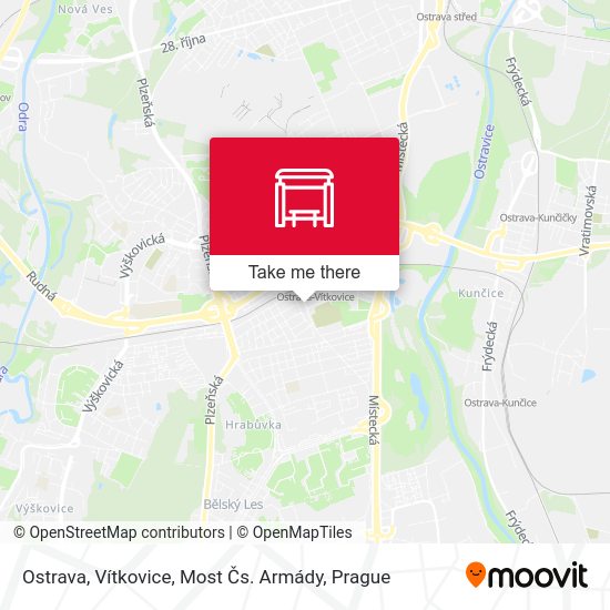 Ostrava, Vítkovice, Most Čs. Armády map