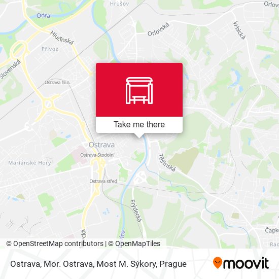 Ostrava, Mor. Ostrava, Most M. Sýkory map