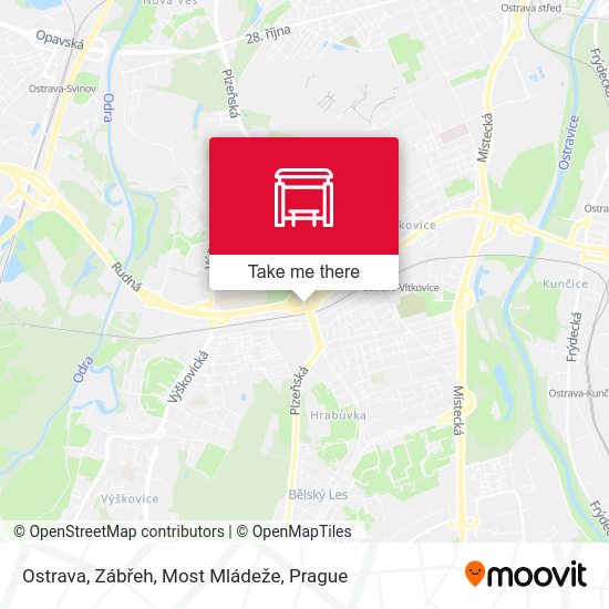 Ostrava, Zábřeh, Most Mládeže map