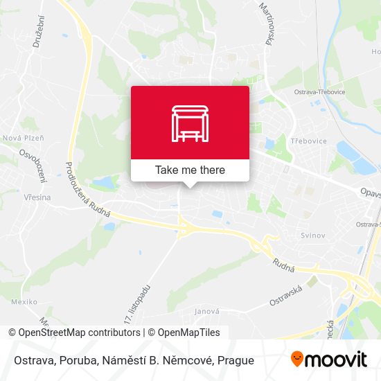 Ostrava, Poruba, Náměstí B. Němcové map