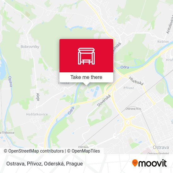 Ostrava, Přívoz, Oderská map