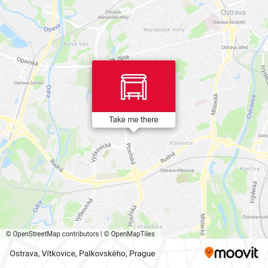Ostrava, Vítkovice, Palkovského map