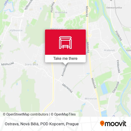 Ostrava, Nová Bělá, POD Kopcem map