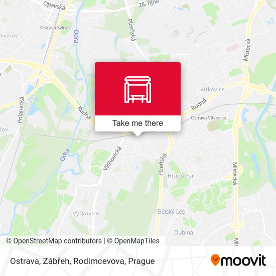 Ostrava, Zábřeh, Rodimcevova map