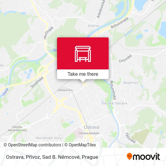 Ostrava, Přívoz, Sad B. Němcové map