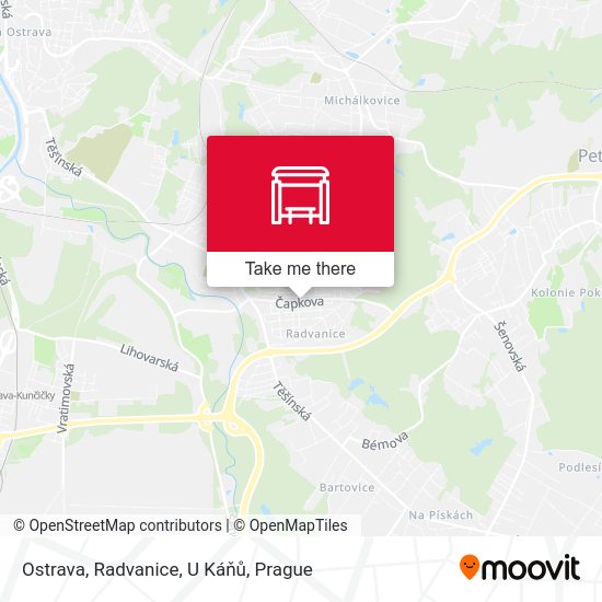 Ostrava, Radvanice, U Káňů map