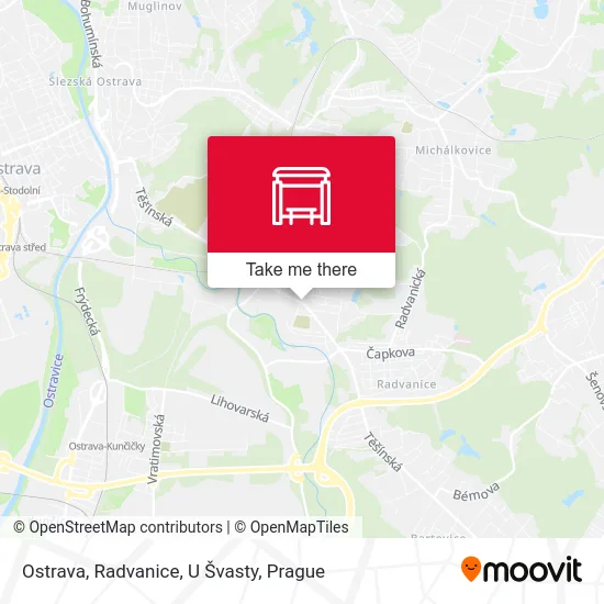 Карта Ostrava, Radvanice, U Švasty
