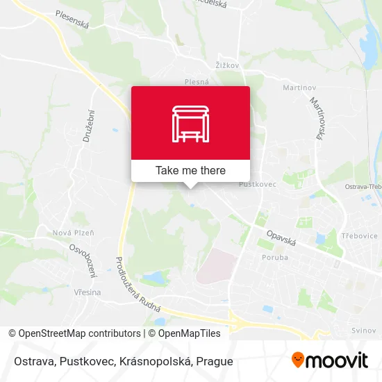 Ostrava, Pustkovec, Krásnopolská map