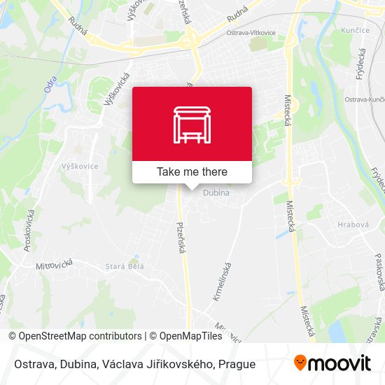 Ostrava, Dubina, Václava Jiřikovského map