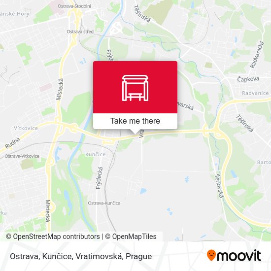 Ostrava, Kunčice, Vratimovská map