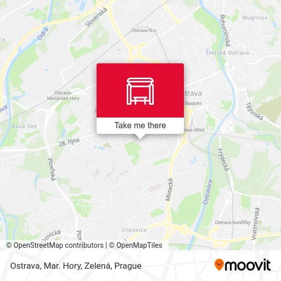 Карта Ostrava, Mar. Hory, Zelená