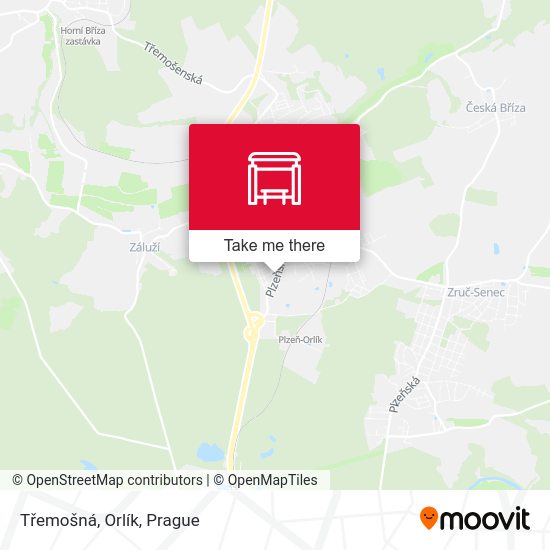 Třemošná, Orlík map