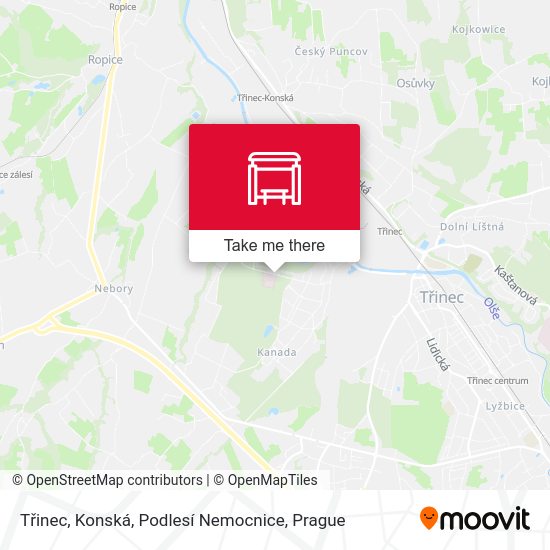 Třinec, Konská, Podlesí Nemocnice map