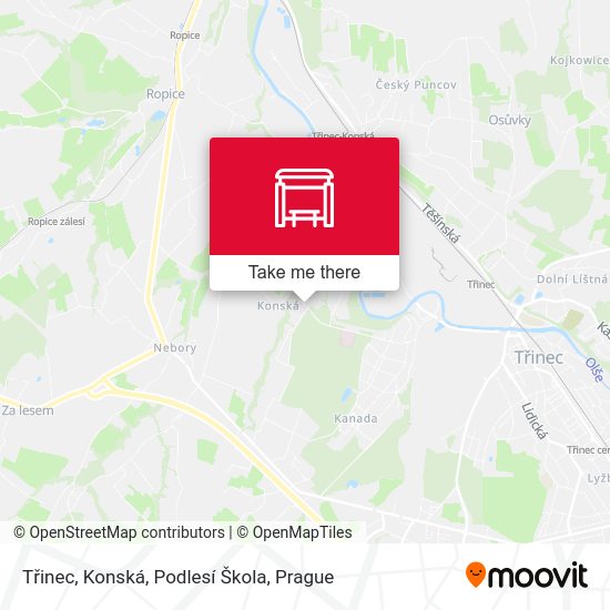Třinec, Konská, Podlesí Škola map