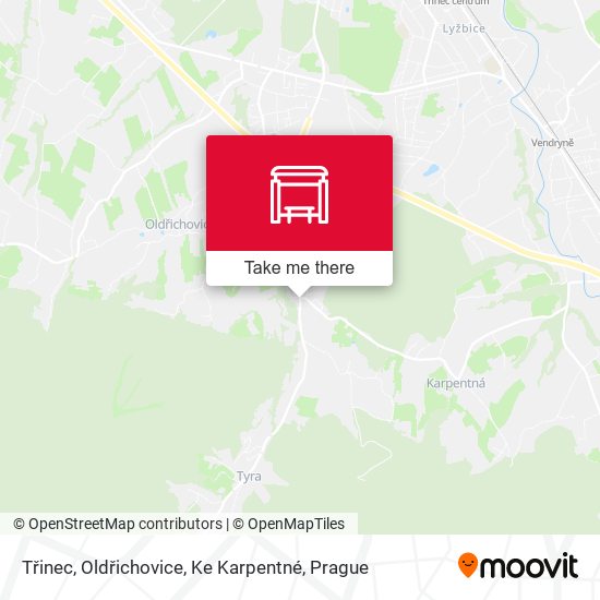 Třinec, Oldřichovice, Ke Karpentné map