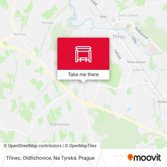 Třinec, Oldřichovice, Na Tyrská map