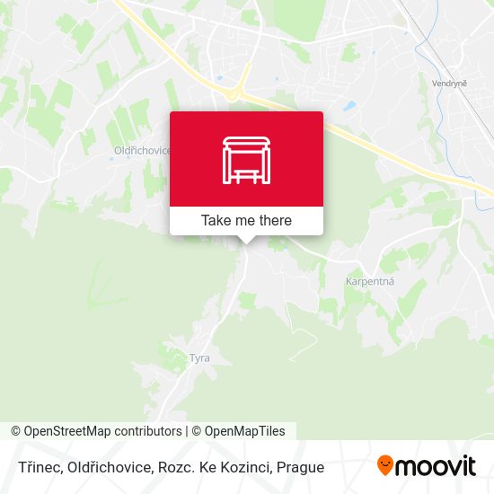 Třinec, Oldřichovice, Rozc. Ke Kozinci map